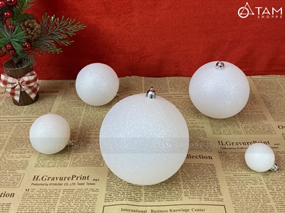 Trái châu Noel xà cừ Trắng kim tuyến lấp lánh nhiều cỡ [Từ 4 - 12cm - Hàng chuẩn] TRAICHAU-44